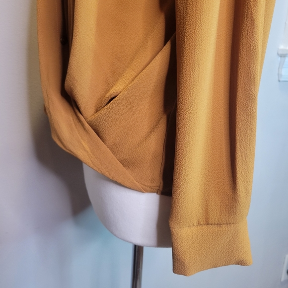 All in Favor Twisted Button Down Shirt, Mustard - Picture 7 of 9